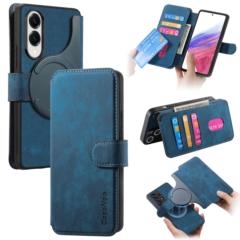 Load image into Gallery viewer, [Magsafe Compatible][Detachable] Samsung Galaxy S25 Edge (SM-S937) - Leather Flip Shockproof Wallet Series Case With Card Slot
