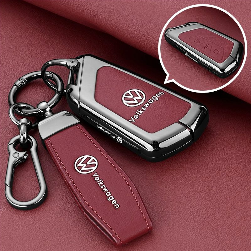 Load image into Gallery viewer, Volkswagen Premium Leather Protection Car Key Fob Case Cover For Lavida, Polo, Lamando L, Passat, ID.3, T-Cross, ID.4 X, Tiguan X
