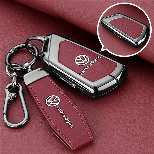 Volkswagen Premium Leather Protection Car Key Fob Case Cover For Lavida, Polo, Lamando L, Passat, ID.3, T-Cross, ID.4 X, Tiguan X