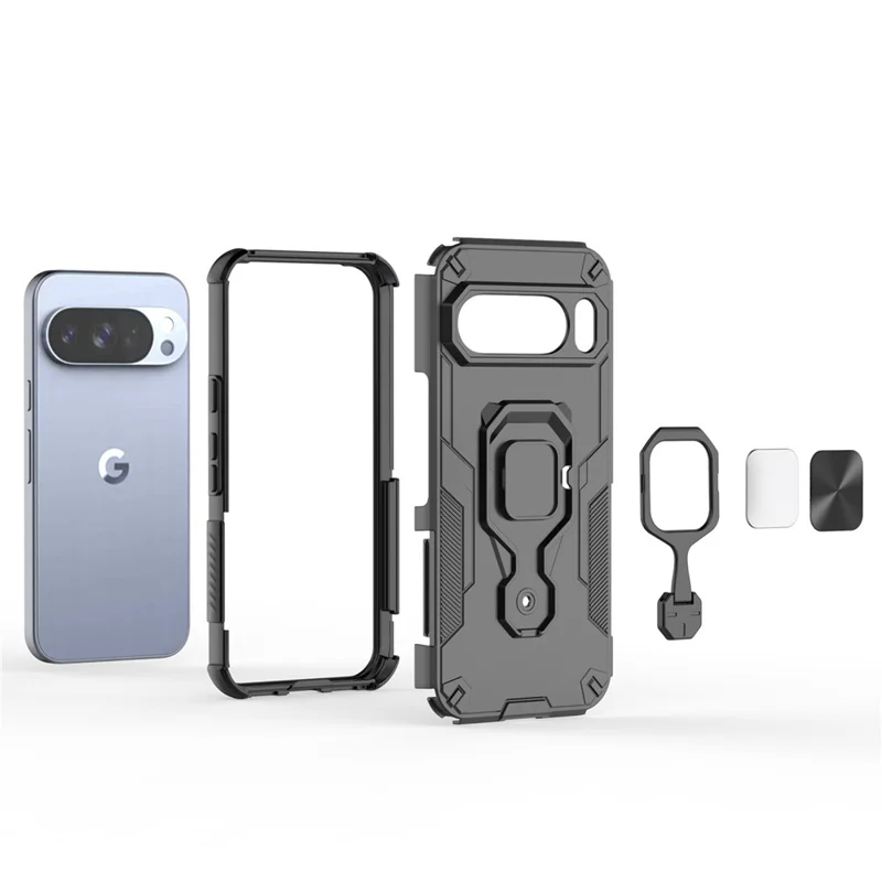 Load image into Gallery viewer, [Built-in Ring Bracket] Google Pixel 10/Pro Mecha-style Anti-slip Protective Hard Heavy Duty Series Case
