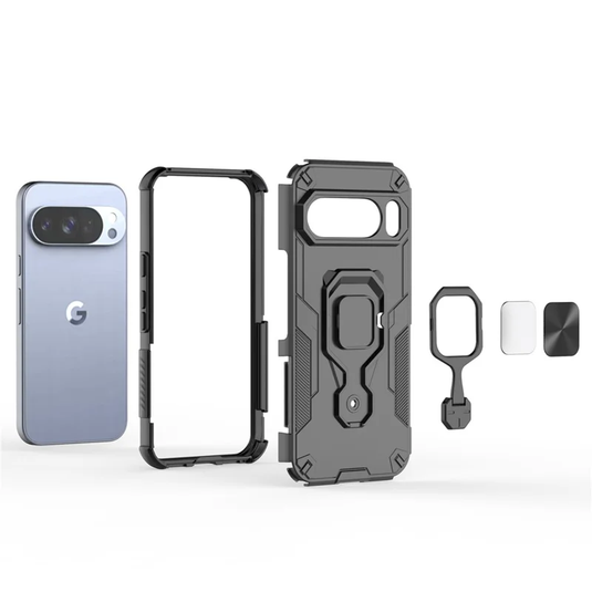 [Built-in Ring Bracket] Google Pixel 10/Pro Mecha-style Anti-slip Protective Hard Heavy Duty Series Case