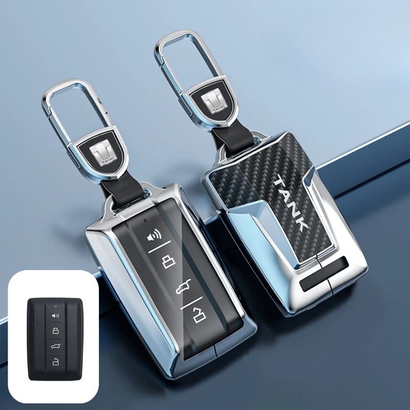 Load image into Gallery viewer, Great Wall Zinc Alloy + Carbon Fiber Texture Car Key Fob Case Cover For Tank 300, 400, 500
