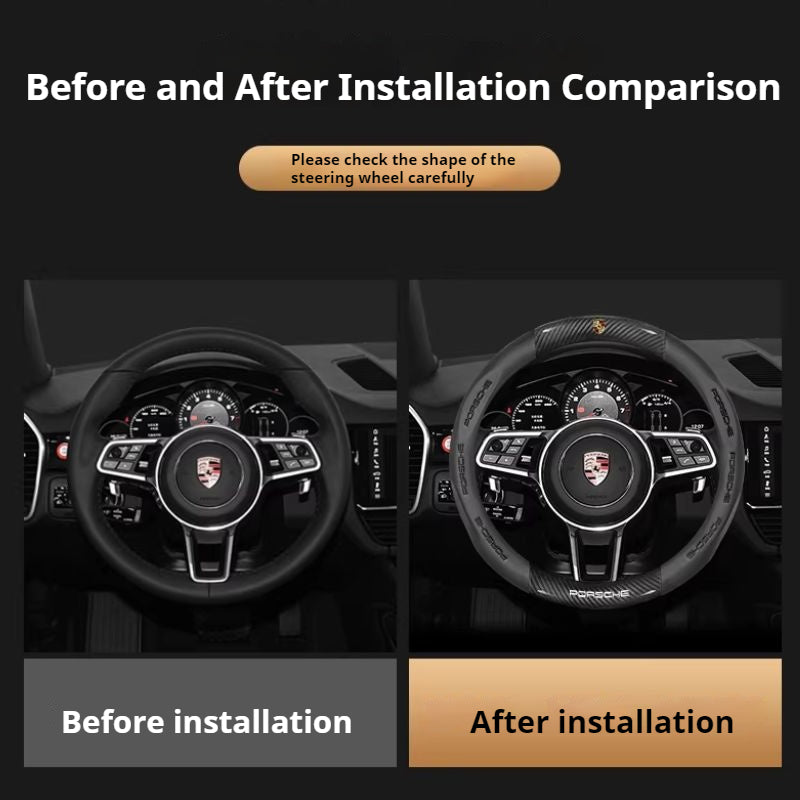 Load image into Gallery viewer, Porsche Carbon Fiber &amp; Soft Suede Leather Luxury Grip &amp; Anti-Slip Protection Steering Wheel Cover For Cayenne, Macan,  Panamera, 718, Taycan, 911
