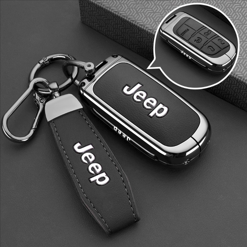 Load image into Gallery viewer, Jeep Premium Leather Protection Car Key Fob Case Cover for Grand Cherokee, Renegade, Compass, Commander, Cherokee - i-Station Mobile Phone &amp; Electronic Device Repair and Accessories
