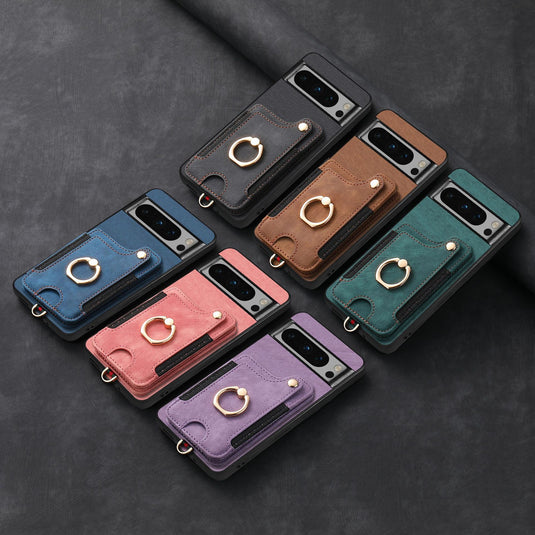 [With Card Slot] Google Pixel 9/A/Pro/XL - Vintage Detachable Wallet Shockproof Stand Phone Case