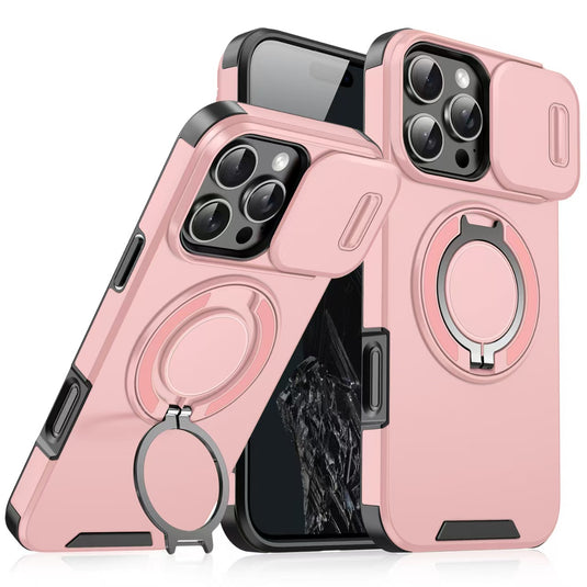 [With Slide Lens Cover][Magsafe Compatible] Apple iPhone 11/Pro/Pro Max Military-Grade Shockproof Protective Stand Series Case