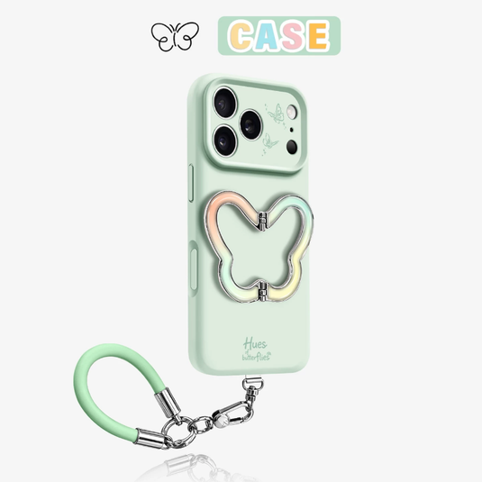 [Butterfly Stand] Apple iPhone 17 Pro Max / 18 Pro Max - Liquid Silicone Shockproof Soft-Touch Case With Short Strap
