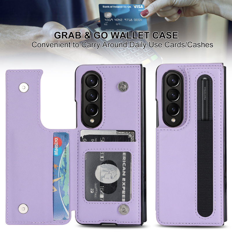 [With Card Slot] Samsung Galaxy Z Fold 3 SM-F926 Dual-clasp Foldable Stand Business Shockproof Wallet Series Case - i-Station Mobile Phone & Electronic Device Repair and Accessories