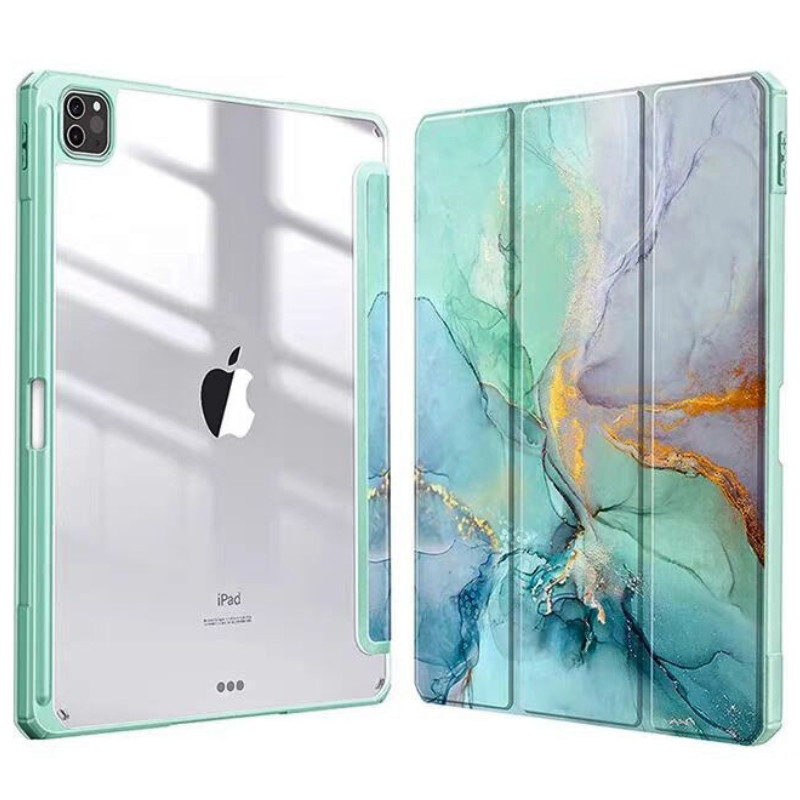 Load image into Gallery viewer, Apple iPad Pro 11-inch M4 (2024) Painted Marble Transparent Acrylic Flip Case With Pen Slot
