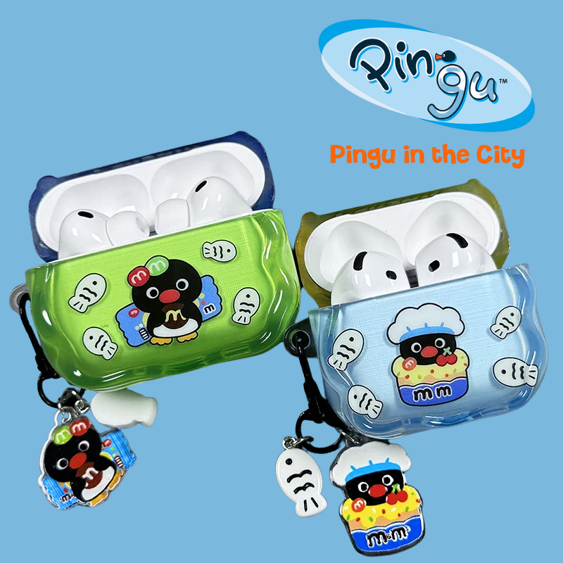 Load image into Gallery viewer, Apple AirPods 5 Cute Penguin Silicone Color-Block Design Protective Cover
