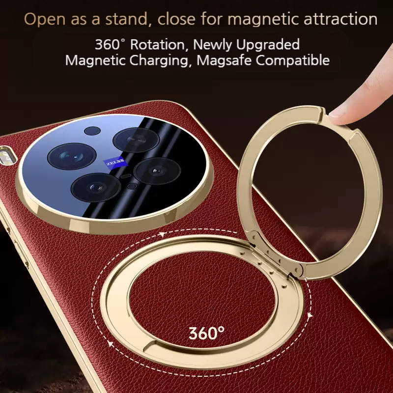 Load image into Gallery viewer, [With Metal Bracket] VIVO X300/X300s/Pro/Ultra - PU Leather Full Coverage Shockproof Case
