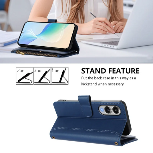 [With Card Slot] Samsung Galaxy S25 Edge (SM-S937) - Multifunctional Flip Phone Case With Magnetic Closure & Wrist Strap