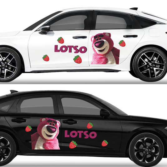 Cute Strawberry Bear Car Body Sticker – Self-Adhesive Kawaii Lotso PVC Soft Film For Car Decoration - i-Station Mobile Phone & Electronic Device Repair and Accessories