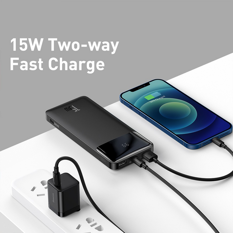 Load image into Gallery viewer, Baseus Bipow Digital Display Power Bank 10000mAh 15W (Overseas Edition) PPBD050001-Black
