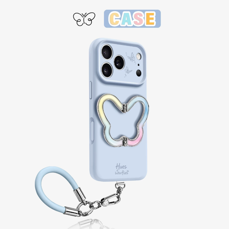 Load image into Gallery viewer, [Butterfly Stand] Apple iPhone 17 Pro Max / 18 Pro Max - Liquid Silicone Shockproof Soft-Touch Case With Short Strap
