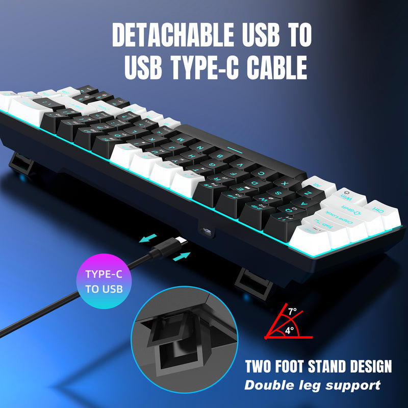 Load image into Gallery viewer, 65% Compact Portable 68-Key Mechanical Wired Gaming Keyboard With Blue Switches Hot-Swappable Switches And Ergonomic Design Ice Blue Backlight
