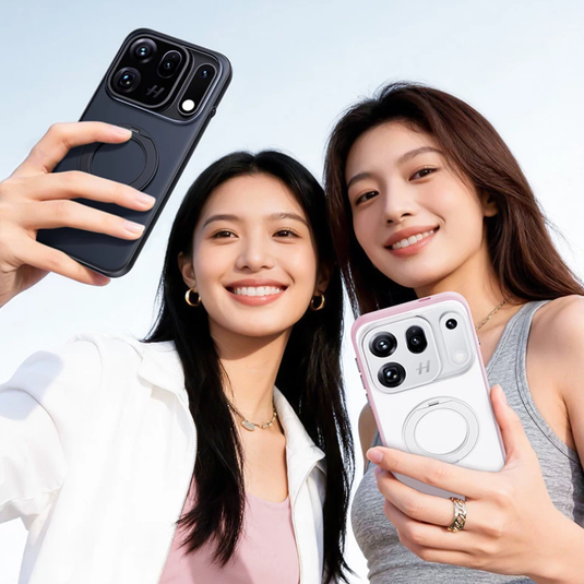 OPPO Find X10 Pro Max - Frosted Clear Magnetic Phone Case with 360° Rotating Stand