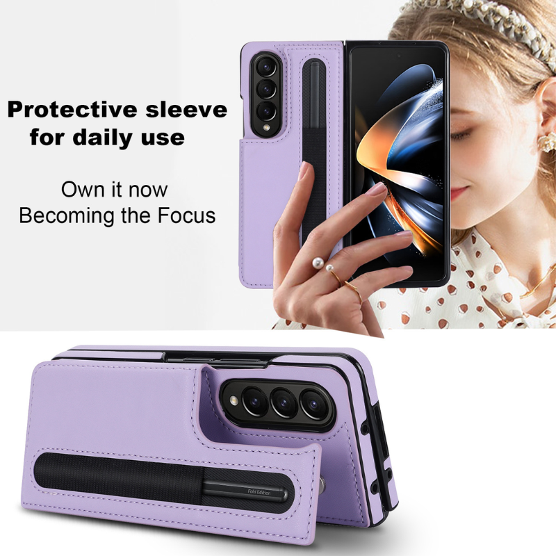 Load image into Gallery viewer, [With Card Slot] Samsung Galaxy Z Fold 5 SM-F946 Dual-clasp Foldable Stand Business Shockproof Wallet Series Case
