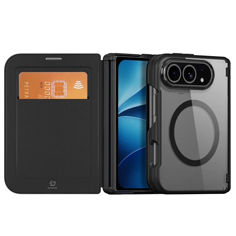 Load image into Gallery viewer, [With Card Slot][Magsafe Compatible] Apple iPhone Ultra (iPhone Fold) - Magnetic Transparent Flip PU Leather Wallet Series Case
