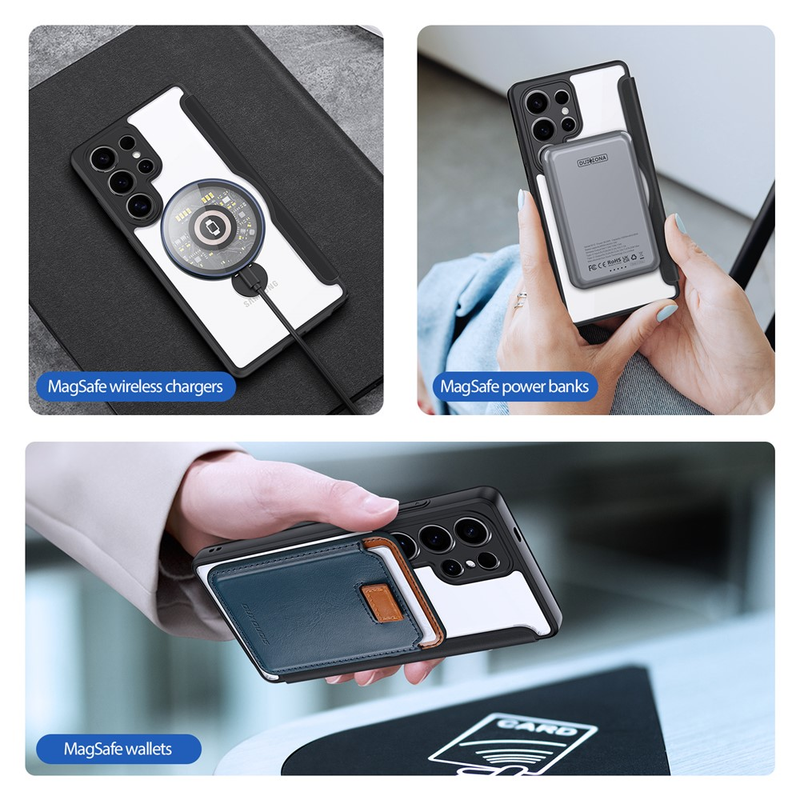 Load image into Gallery viewer, [With Card Slot][Magsafe Compatible] Samsung Galaxy S26/Plus/Ultra - Magnetic Rotating Kickstand Transparent Shockproof Flip PU Leather Wallet Series Case
