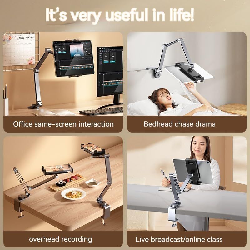 Load image into Gallery viewer, Adjustable Phone &amp; Tablet Stand – Swivel Arm, Fits 4"–13" Devices

