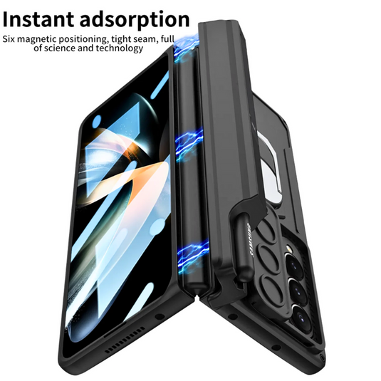 [Built-in Stand][With Slide Len Cover] Samsung Galaxy Z Fold 6 SM-F956 Magnetic Hinge With Ring Essentials Series Case