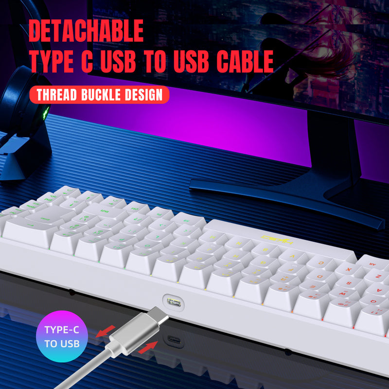 Load image into Gallery viewer, Portable 68-Key Mechanical Feel Membrane Wired Gaming Keyboard, ABS Material, RGB Backlight
