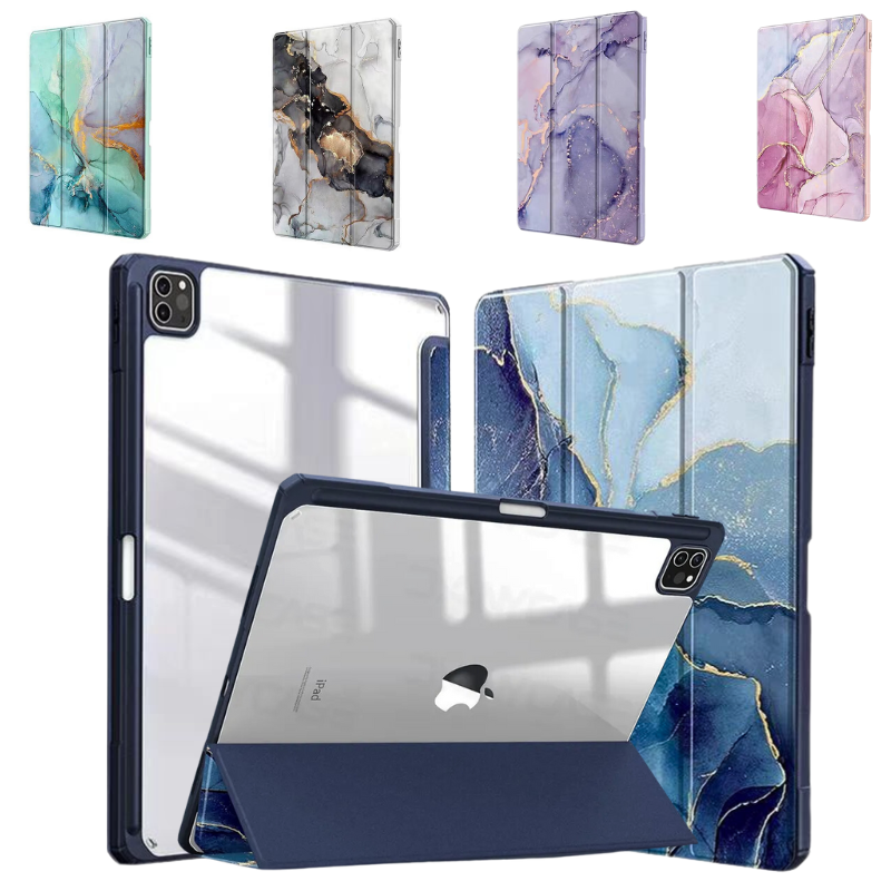 Load image into Gallery viewer, Apple iPad Air 11-inch M2 (2024)  Painted Marble Transparent Acrylic Flip Case With Pen Slot
