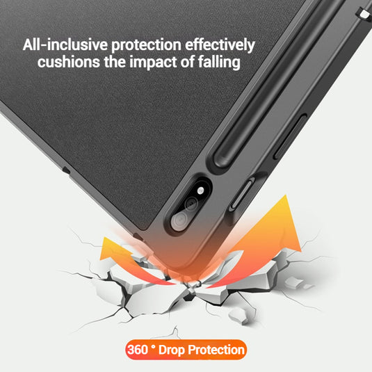 [With Pen Slot] Samsung Galaxy Tab S10 FE Plus (2025) 13.1" Premium PU Fabric Texture Shockproof Case