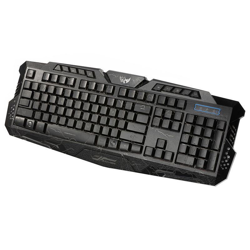 Load image into Gallery viewer, Backlit Crack 104 Key Gaming Keyboard 3 Color LED 19 Keys No Conflict + Mouse
