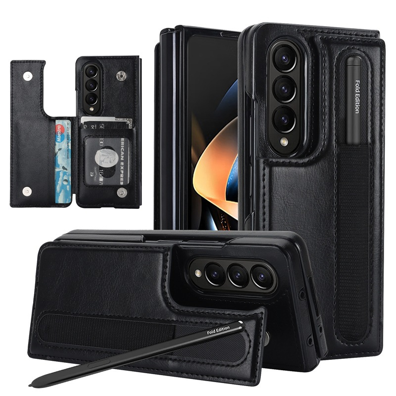 Load image into Gallery viewer, [With Card Slot] Samsung Galaxy Z Fold 4 SM-F936 Dual-clasp Foldable Stand Business Shockproof Wallet Series Case
