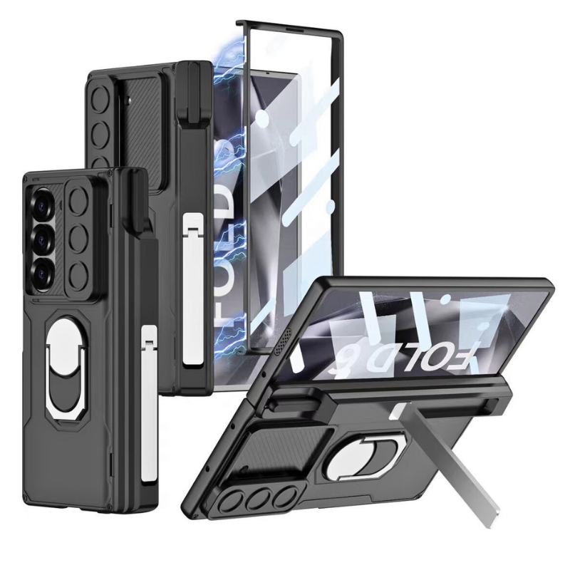 Load image into Gallery viewer, [Built-in Stand][With Slide Len Cover] Samsung Galaxy Z Fold 6 SM-F956 Magnetic Hinge With Ring Essentials Series Case
