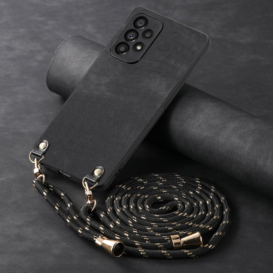 [With Long Lanyard] Samsung Galaxy A56 - Vegan Leather Shockproof Phone Case