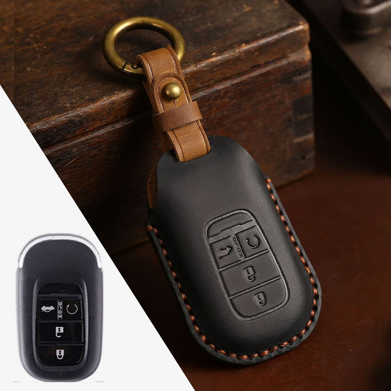 Load image into Gallery viewer, Honda Handcrafted Genuine Leather Car Key Fob Case Cover For CR-V, Accord, Civic, HR-V, Pilot

