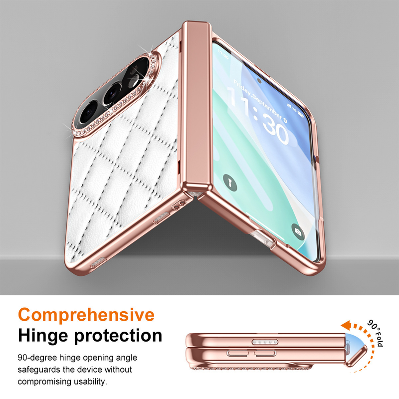 Load image into Gallery viewer, Apple iPhone Ultra / Fold - Luxury Diamond Leather-Textured Folding Case with Hinge Protection
