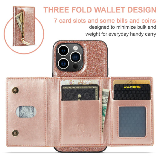 [With Card Slot] Apple iPhone 14/Pro/Pro Max/Plus Glitter Leather Shockproof Wallet Series Case