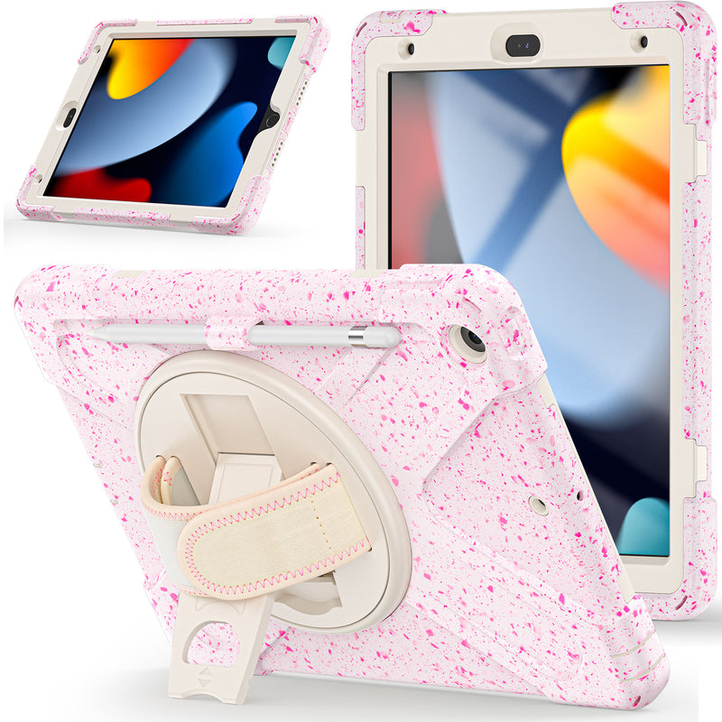 Load image into Gallery viewer, [Built-in Stand][With Wrist Wrap] Apple iPad 7/8/9 10.2&#39;&#39; 7/8/9th Gen (2019/2020/2021) EVA Kid Friendly Heavy Duty Ring Holder Stand Case
