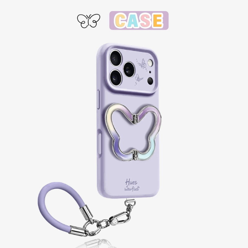 Load image into Gallery viewer, [Butterfly Stand] Apple iPhone 17 Pro Max / 18 Pro Max - Liquid Silicone Shockproof Soft-Touch Case With Short Strap
