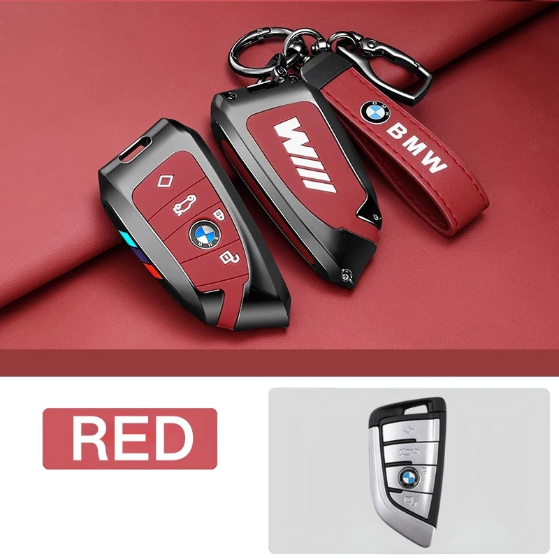 Load image into Gallery viewer, BMW Premium Leather Protection Car Key Fob Case Cover For BMW 5 Series (530), 3 Series (330Li), 7 Series, X1, X3, X5, iX3 (2026)
