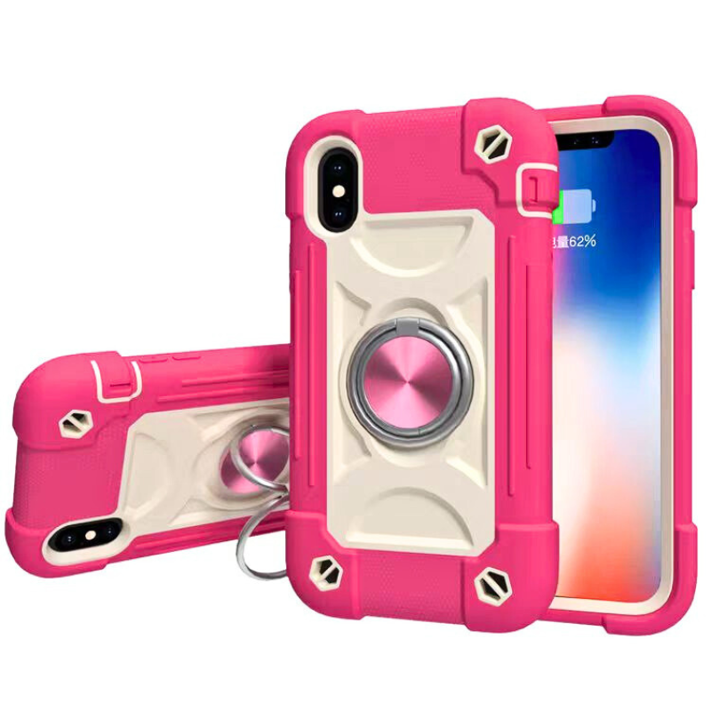 Load image into Gallery viewer, [Built-in Ring Bracket] Apple iPhone 15/Pro/Pro Max/Plus Colorful Thickened Silicone Heavy Duty Series Case
