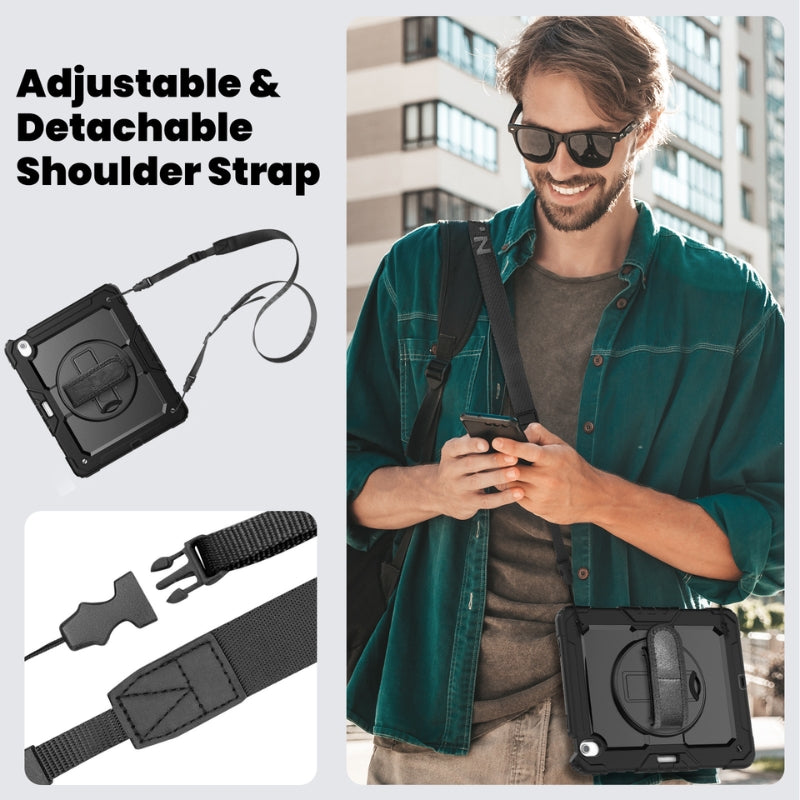 Load image into Gallery viewer, [Built-in 360° Rotating Hand Strap &amp; Stand] Apple iPad 10.2 Inch 9th/ 8th/ 7th Gen 2021/2020/2019 Shockproof with Screen Protector Pencil Holder Heavy Duty Series Case
