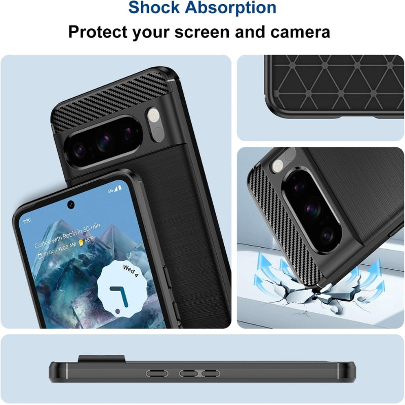 Load image into Gallery viewer, Google Pixel 7/7Pro/7A - Slim Fit Phone Cover with Shock-Absorption, Carbon Fiber TPU Rubber Protective Essentials Series Case
