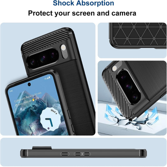 Google Pixel 8/8Pro/8A - Slim Fit Phone Cover with Shock-Absorption, Carbon Fiber TPU Rubber Protective Essentials Series Case