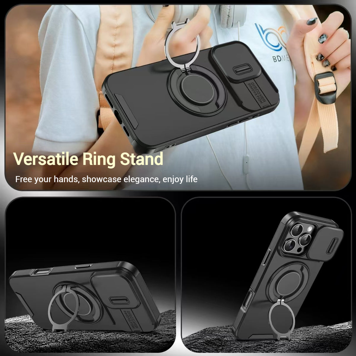 [With Slide Lens Cover][Magsafe Compatible] Apple iPhone 11/Pro/Pro Max Military-Grade Shockproof Protective Stand Series Case - i-Station Mobile Phone & Electronic Device Repair and Accessories