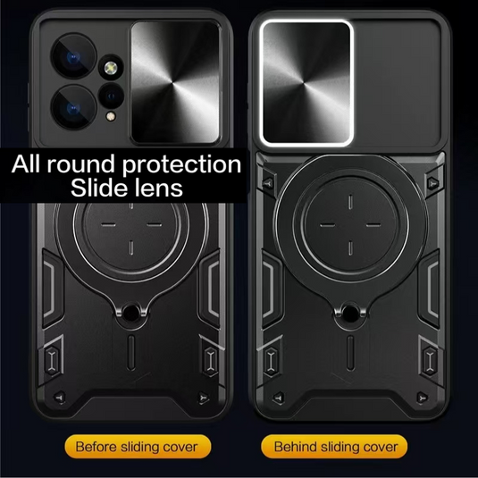 [Built-in Stand][With Slide Lens Cover] Xiaomi Poco X4 Pro 5G Military-Grade Full Coverage Essentials Series Case