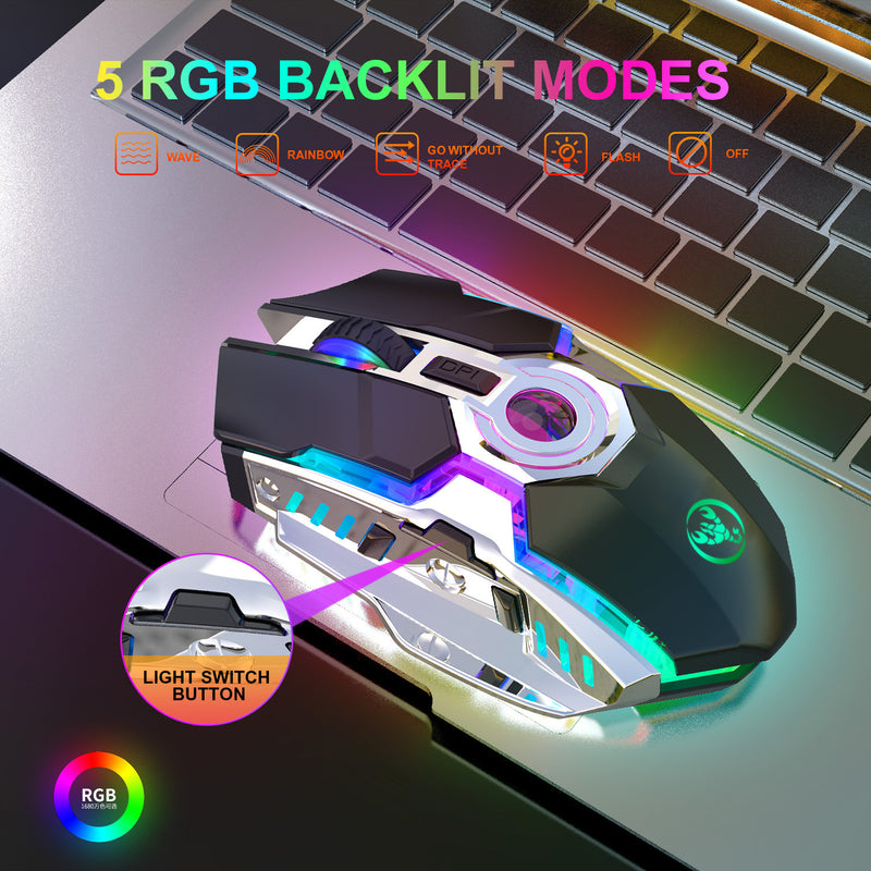 Load image into Gallery viewer, HYSJ Wireless RGB Lightweight Noise-Fre Gaming Mouse With USB Receiver And Decompress Crystal Ball
