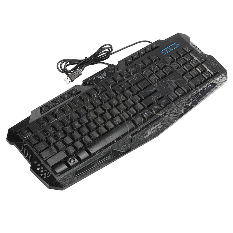 Load image into Gallery viewer, Backlit Crack 104 Key Gaming Keyboard 3 Color LED 19 Keys No Conflict + Mouse
