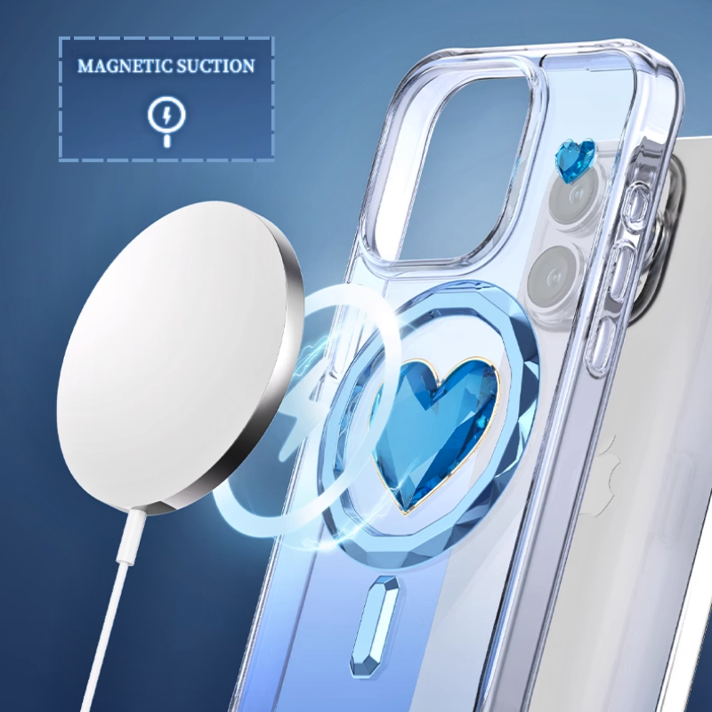 Load image into Gallery viewer, [Magsafe Compatible] Apple iPhone 15 Pro Anti-drop 3D Heart-shaped BlingBling Series Case
