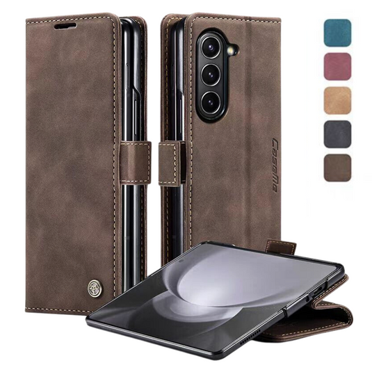 [With Card Slot] Samsung Galaxy Z Fold 6 SM-F956 Matte PU Leather Shockproof Wallet Series Case