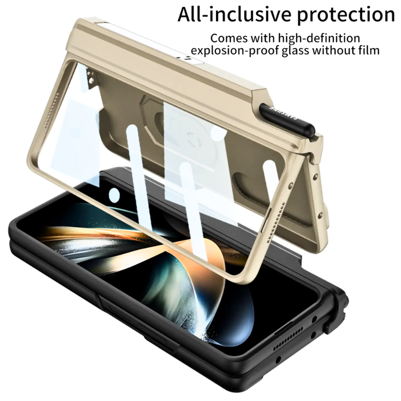 Load image into Gallery viewer, [Built-in Stand][With Slide Len Cover] Samsung Galaxy Z Fold 6 SM-F956 Magnetic Hinge With Ring Essentials Series Case
